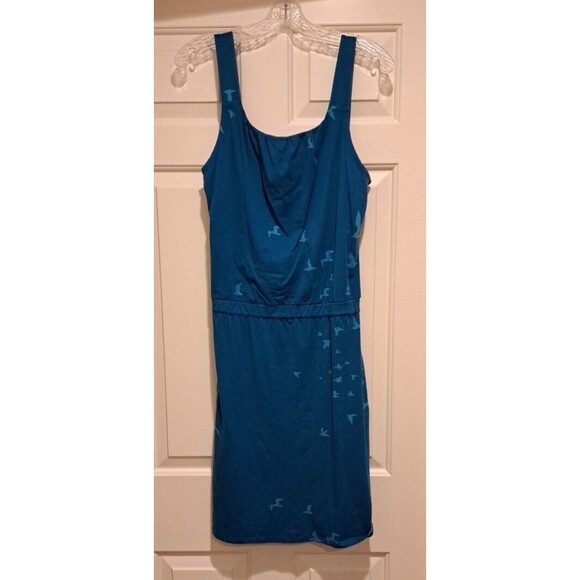 Toad Co. Shirred Thing Dress Blue Women's Sleeveless Casual Birds Size Medium - Picture 1 of 8